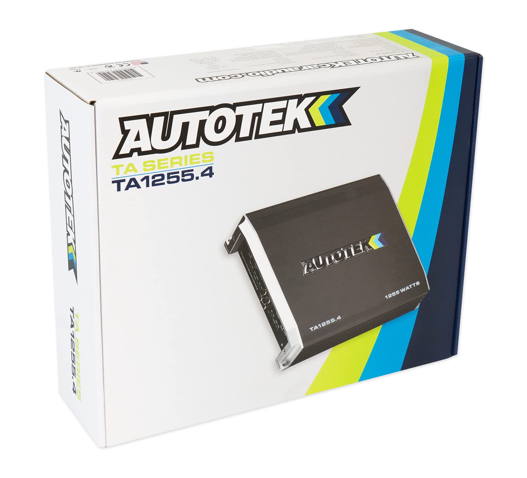 Autotek TA Series Amplificador de audio para coche de potencia máxima de 1200 W, diseño AB de clase de 4 canales, con rango de frecuencia de 10 Hz-20 kHz y mejora de graves de 12 dB, modelo TA-1255.4