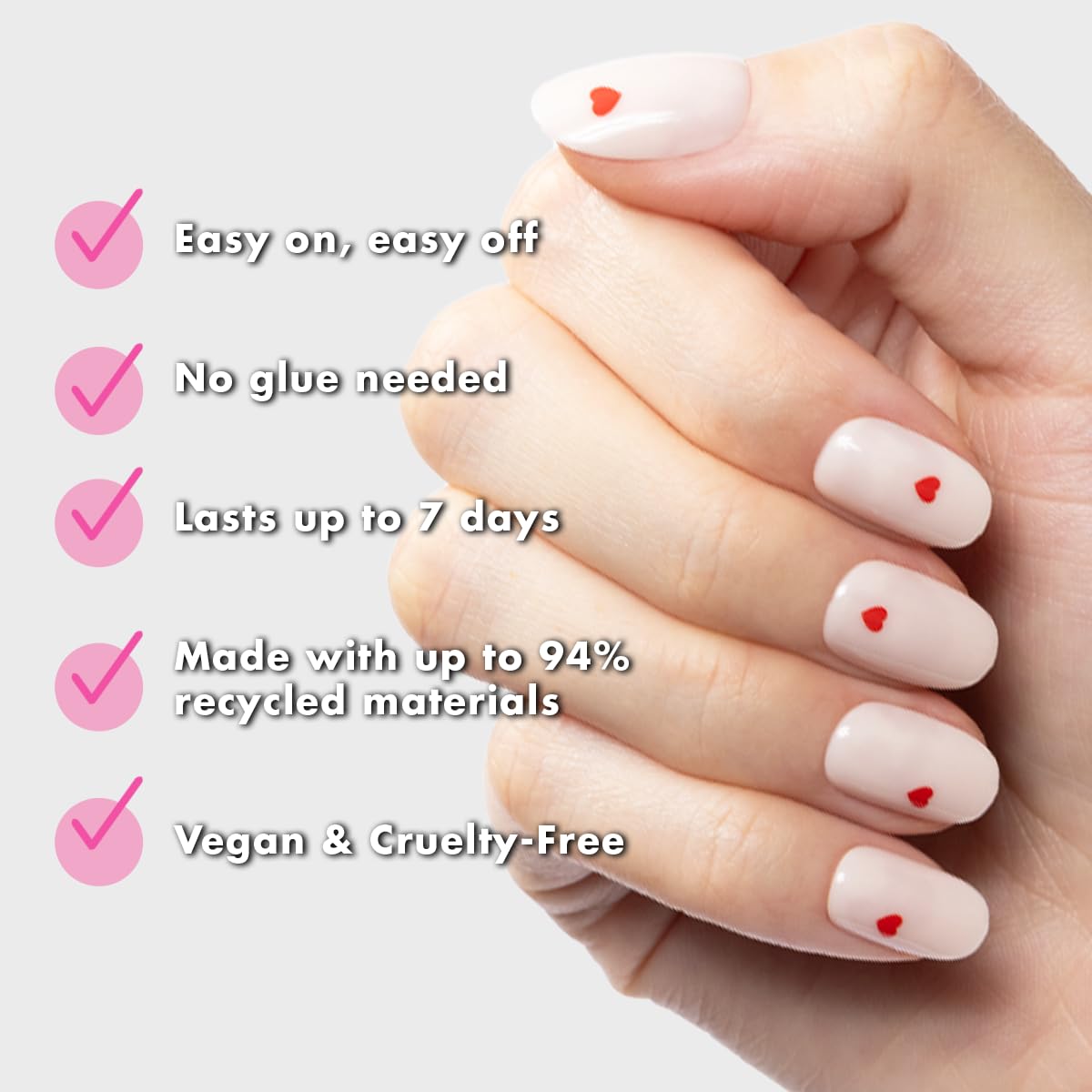 Olive & June Uñas postizas Classic Super Stick Mani | No se necesita pegamento | 32 pestañas, 16 tamaños | Pestañas no tóxicas, fáciles de poner y quitar, aspecto realista que no daña las uñas | Durac