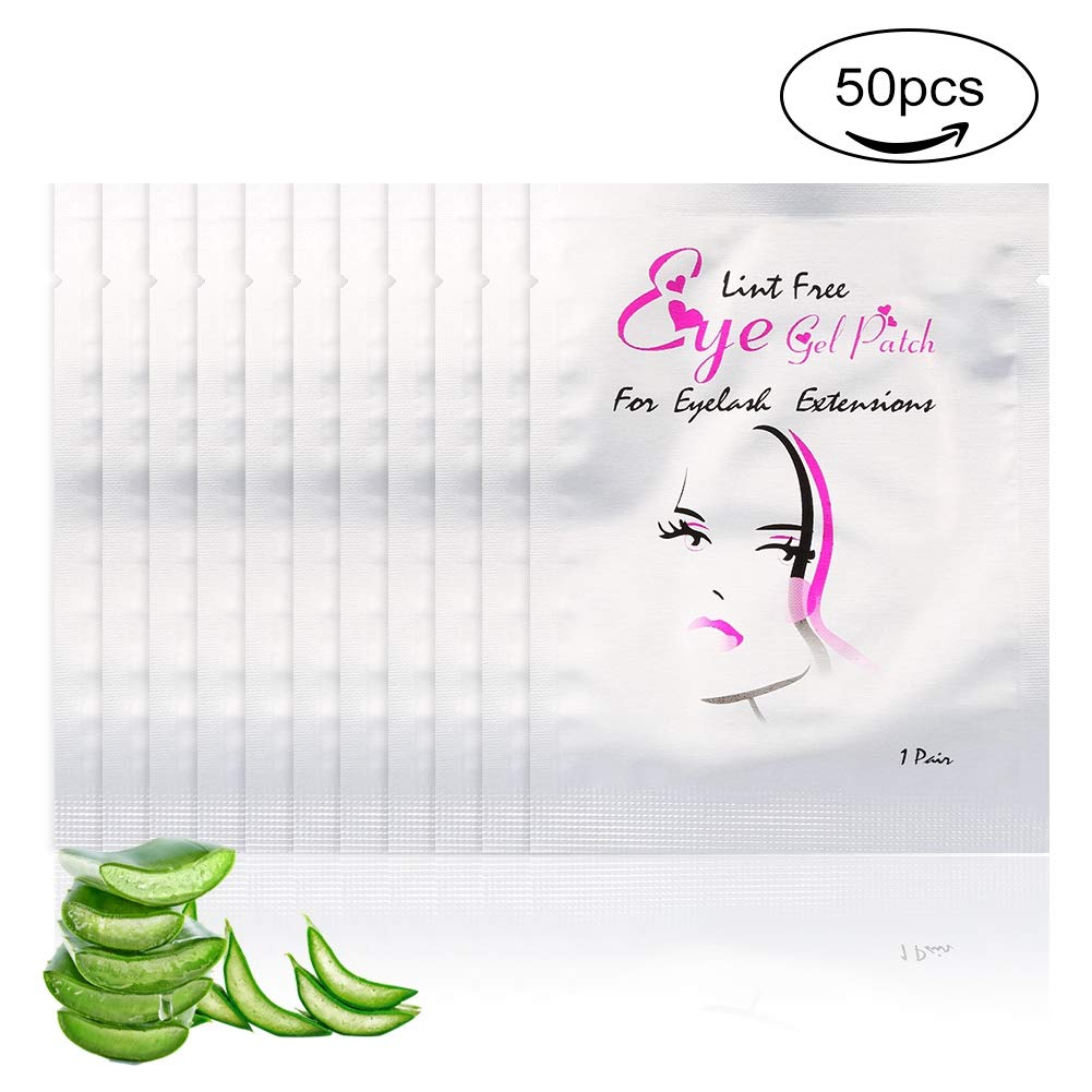 50 Pares De Parches De Extensión De Pestañas, Almohadillas De Gel Hidrogel Para Pestañas, Cinta Y Pegatinas Para Permiso Y Tintado