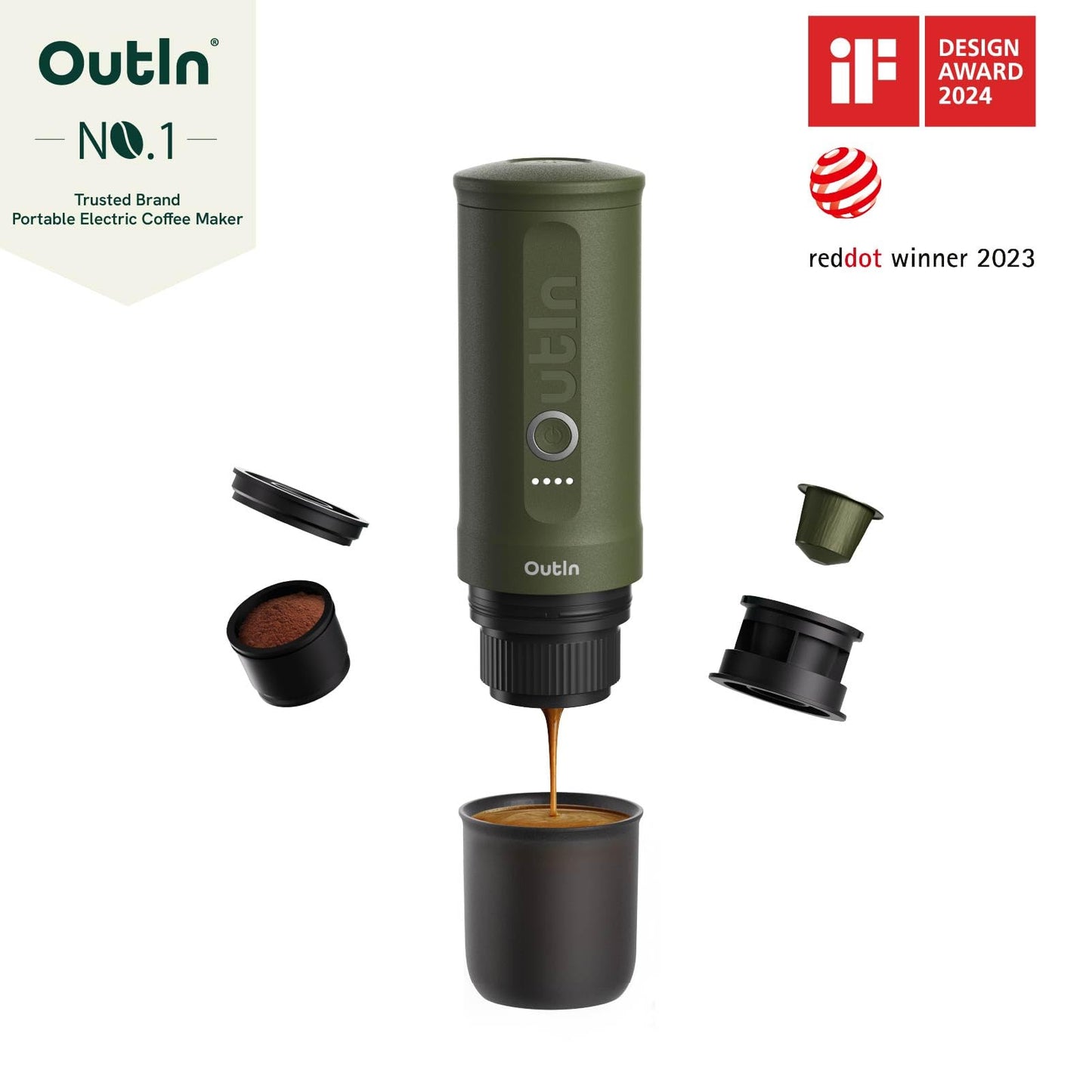 Cafetera Eléctrica Portátil Outin Nano para Café Molido y Cápsulas ns en Autocaravana y Oficina