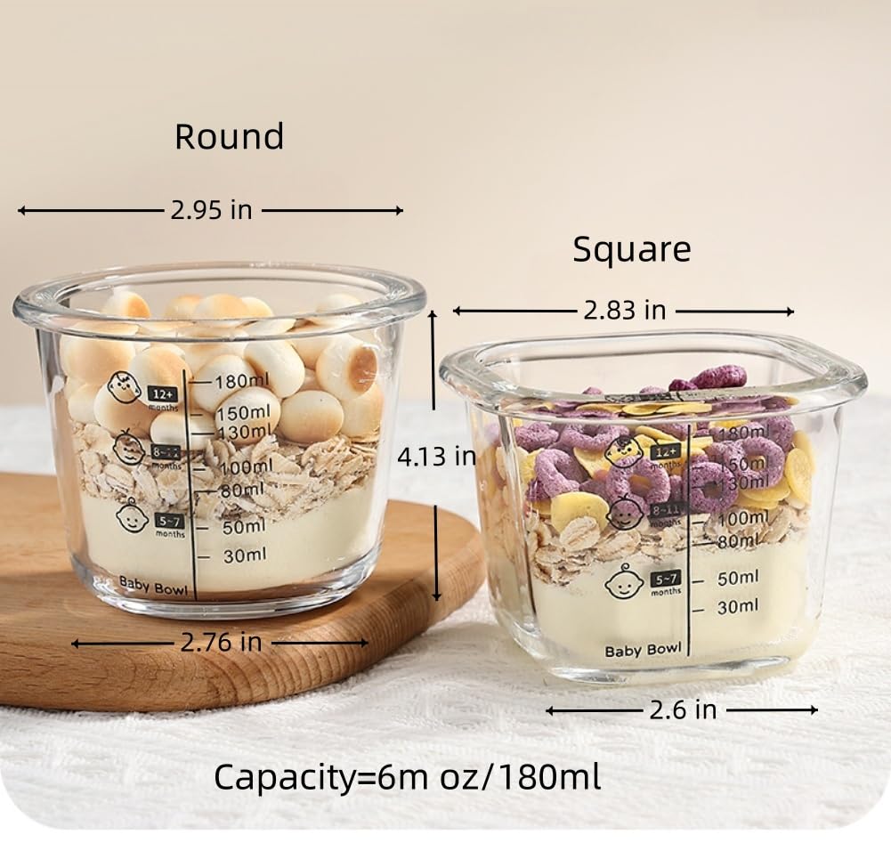 Ivymei Mini recipientes de vidrio con tapas, pequeños tarros de vidrio transparentes para almacenamiento de alimentos con escala para porción de alimentos, salsa para inmersión, aperitivos, yogur