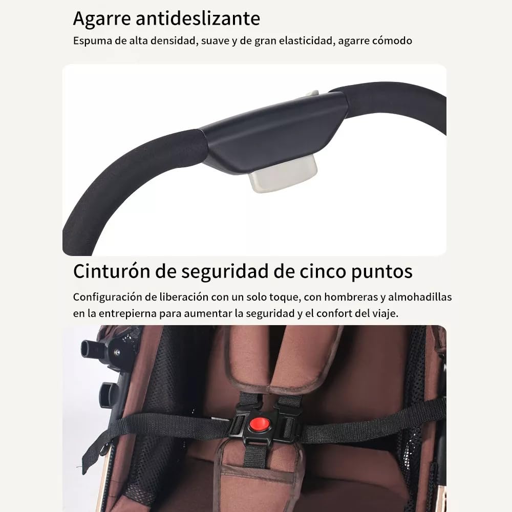 FINYQBET Carrito De Bebé Plegable Universal Para Cuatro Estaciones Sillas De Paseo para Bebés De Alta Vista para Bebés Recién Nacidos, Implementación Bidireccional Multifuncional Y Segura Negro