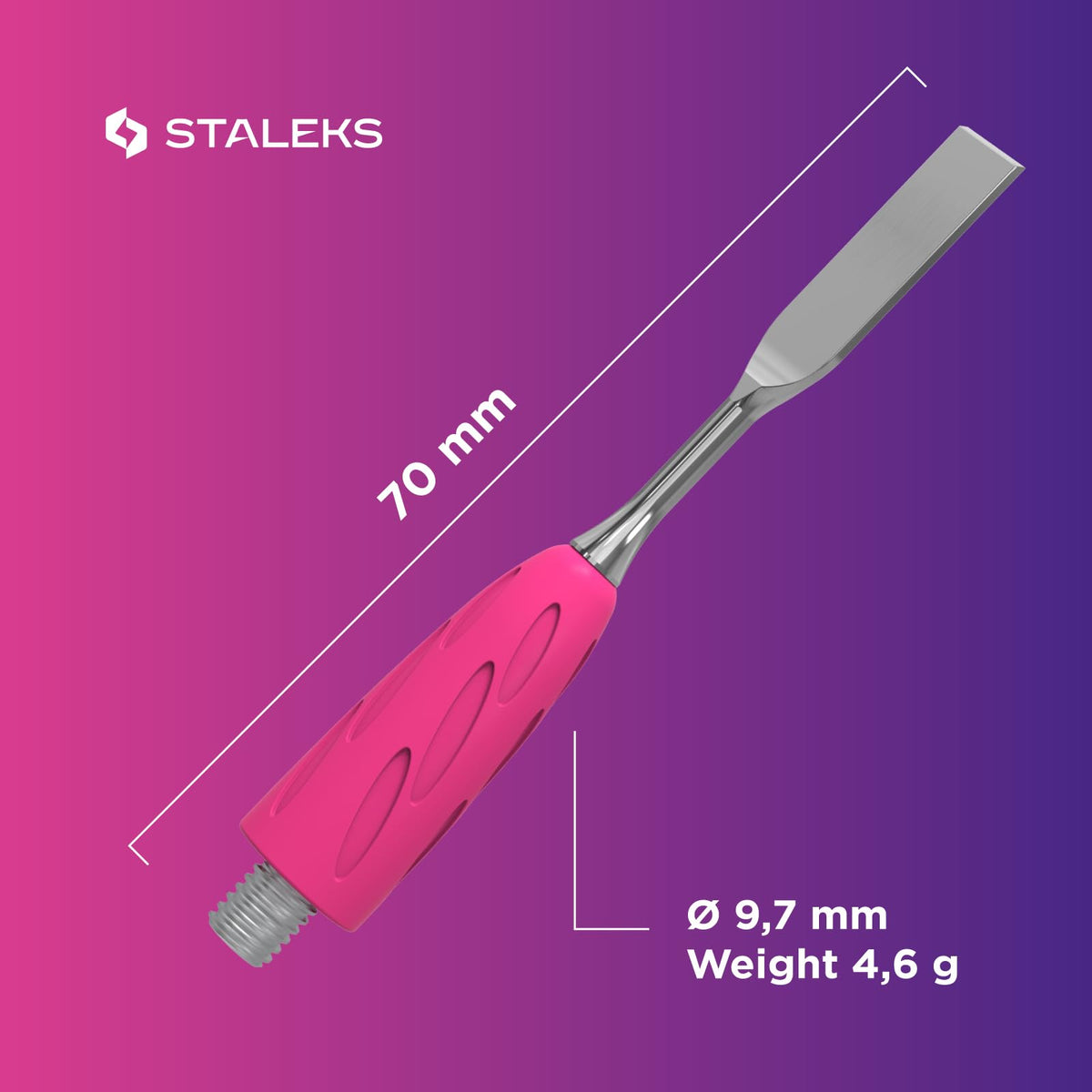 Staleks Combo Uniq 18: Empujador Plano Recto Para Mango Modular, Ideal Para La Zona De Los Senos Paranasales Y El Cuidado De Cutículas.