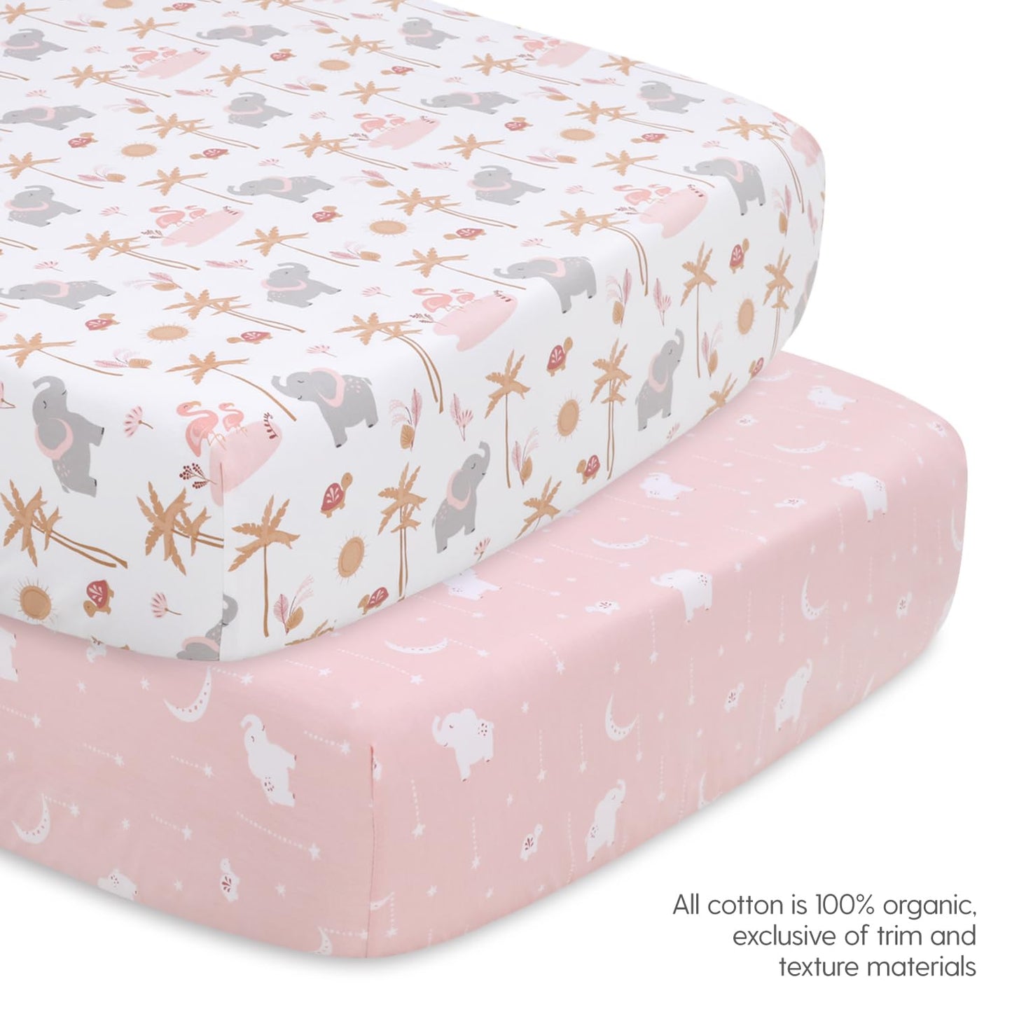 The Peanutshell - Juego de cama de 4 piezas de algodón orgánico para niñas – Juego de cama de bebé recién nacido, bebé y niño pequeño con dos sábanas de cuna, edredón con volantes y polvo – Oasis