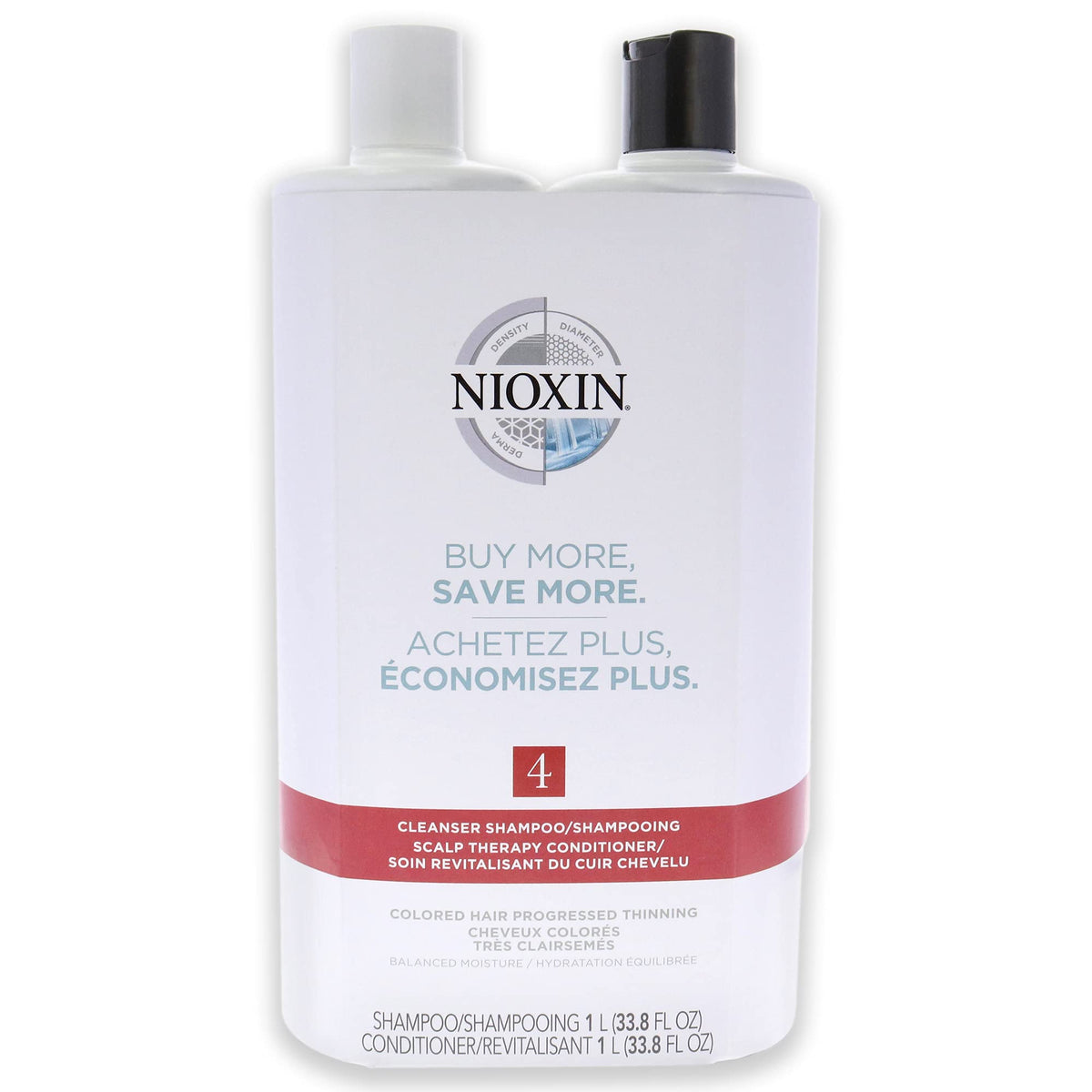 Nioxin System 4 Cleanser Scalp Therapy Conditioner Duo for Unisex Cleanser Conditioner 33.8 oz