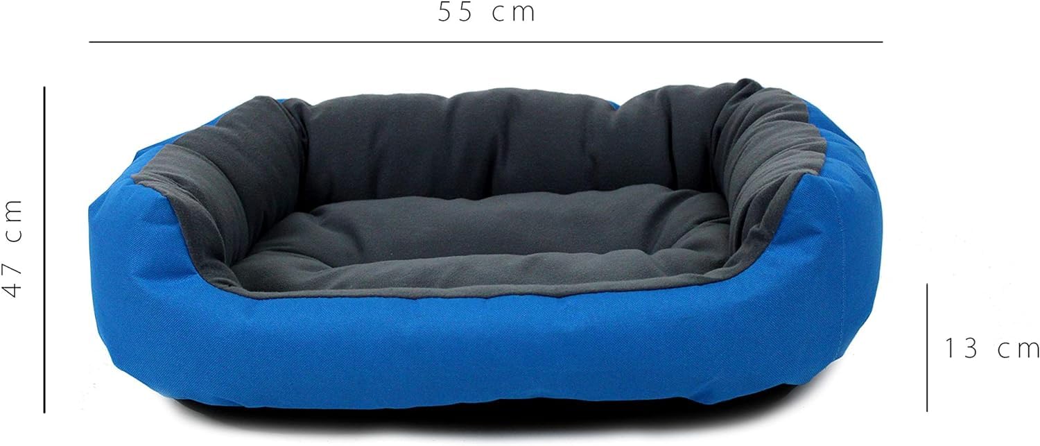 Cama para Perro Hills Azul/Gris Resistente y Confortable con Relleno Suave en Talla Small