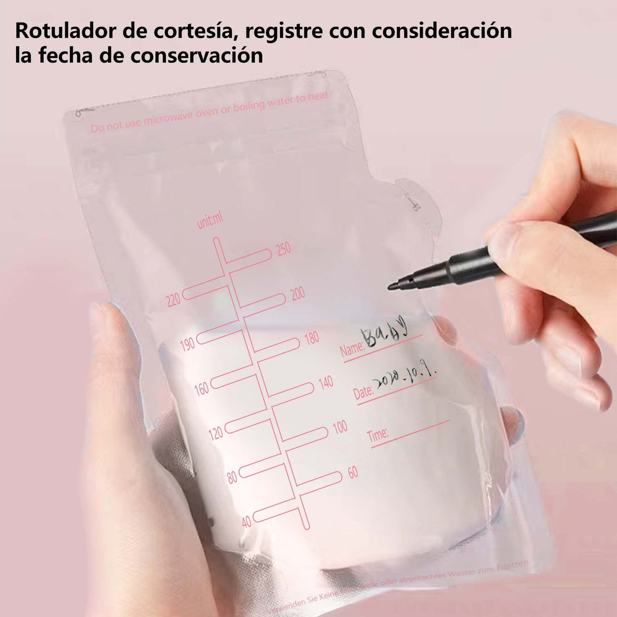 Sacos de almacenamiento de lecheOGIRL, 150 pcs, Saco de autoescalda con un hilo fácil, Milkies Freeze Organizador para bolsas de almacenamiento de leche, 8.5oz