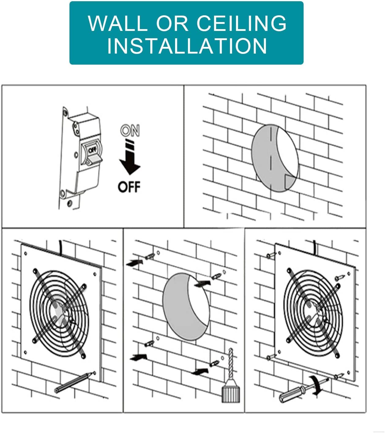 Ventilador de Escape Nalle 8 Pulgadas 500 CFM para Cocina y Baño