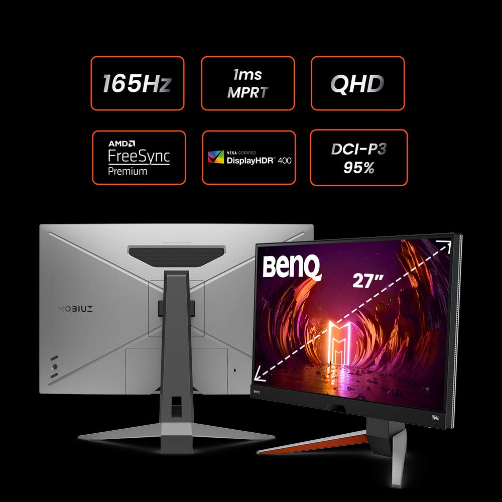 BenQ - MOBIUZ EX2710Q Monitor Gamer QHD HDRi IPS de 27 Pulgadas, 165 Hz 1 ms FreeSync Premium