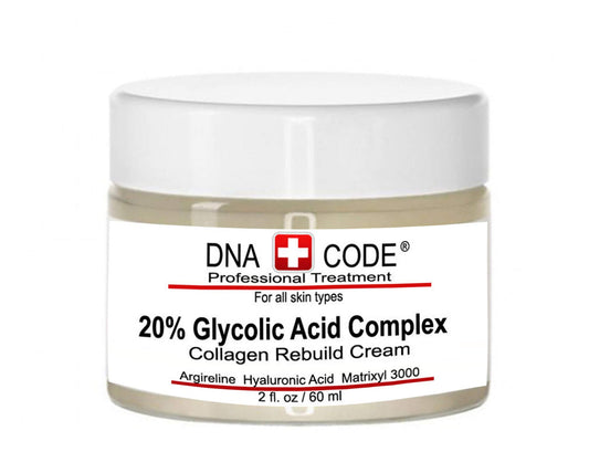 Crema Reafirmante con 20% de Ácido Glicólico para Rejuvenecimiento Facial con Colágeno, Argireline y CoQ10: ¡Reduce Arrugas y Aumenta Elasticidad!