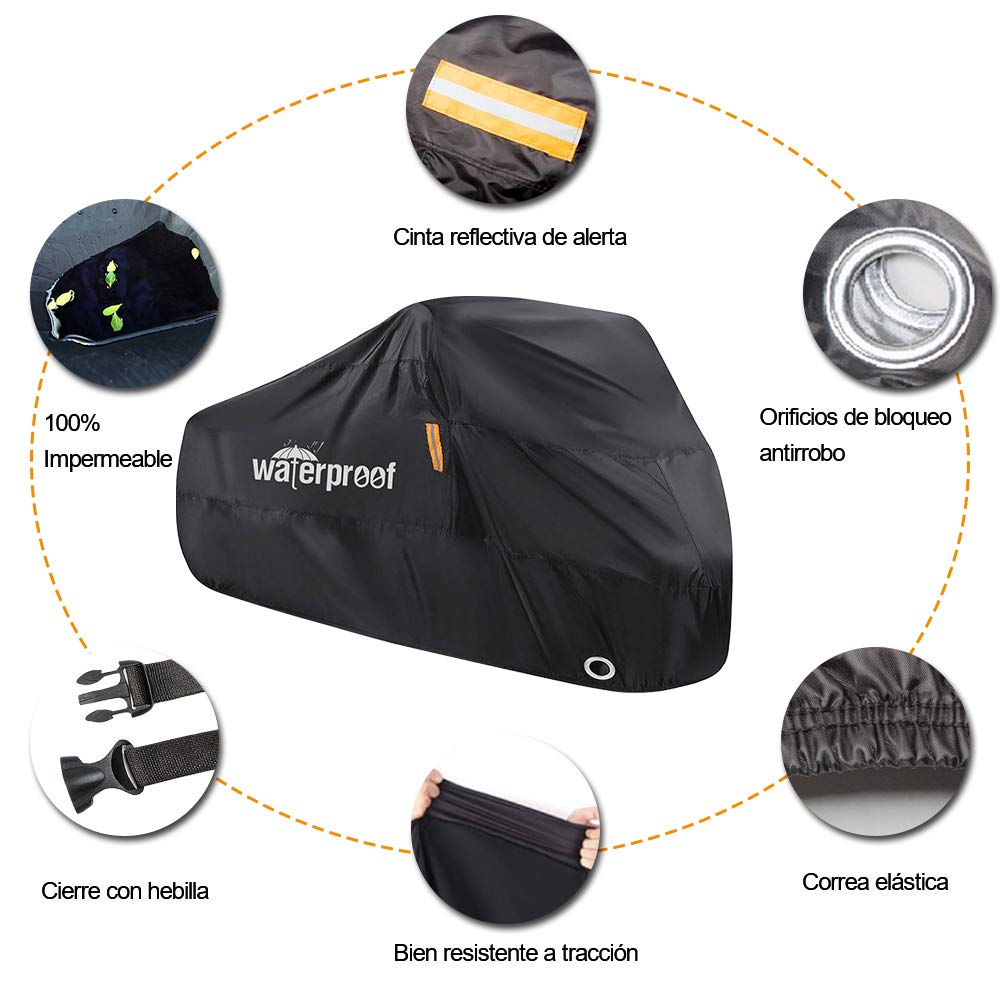 Dasking Funda para Bicicleta Moto Impermeable al Aire Libre Cubierta Resistencia al Agua Protección contra Polvo Viento UV Sol con Orificio de Bloqueo Antióxido Funda para Vehículos, Bicicleta de Montaña, Carrectera, Pista, Moto Deportivo