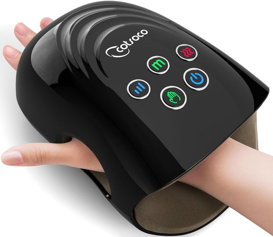 Masajeador de Manos Eléctrico, Masajeador de Manos Inalámbrico con Calor, Masaje Terapéutico de 3 Niveles, Máquina de Masaje de Dedos y Muñecas para Aliviar el Dolor, Regalos para Papá Mamá