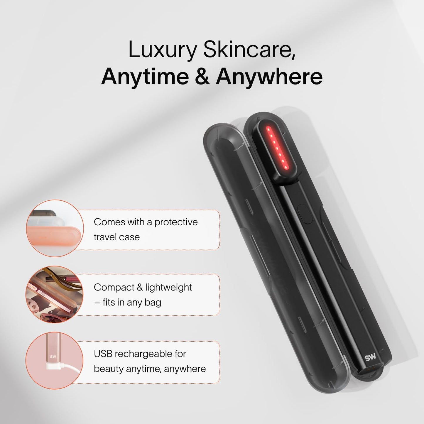 Varita Renovadora Radiante Solawave Negro Mate con Suero Complejo para el Cuidado de la Piel Facial