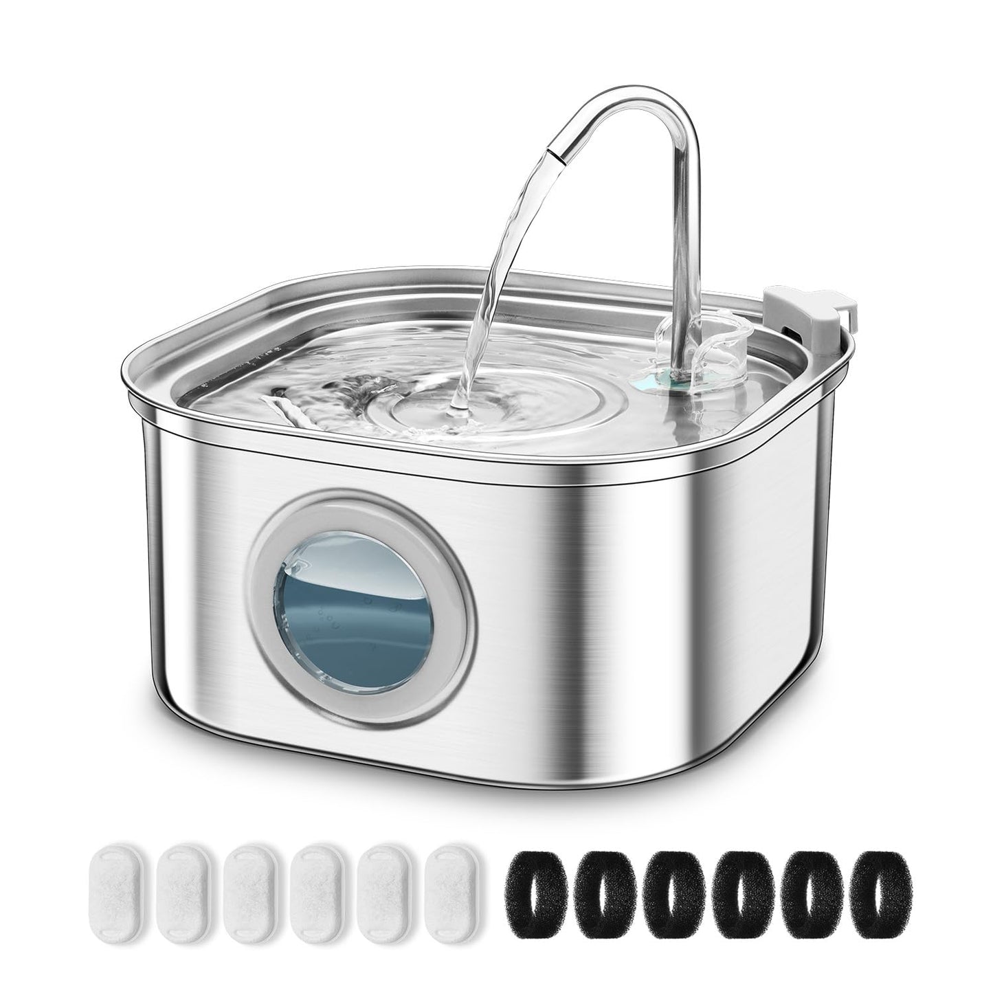 Fuente de Agua para Gatos Upetcasl Acero Inoxidable Flujo Ajustable Dispensador Automático 3.2 Litros