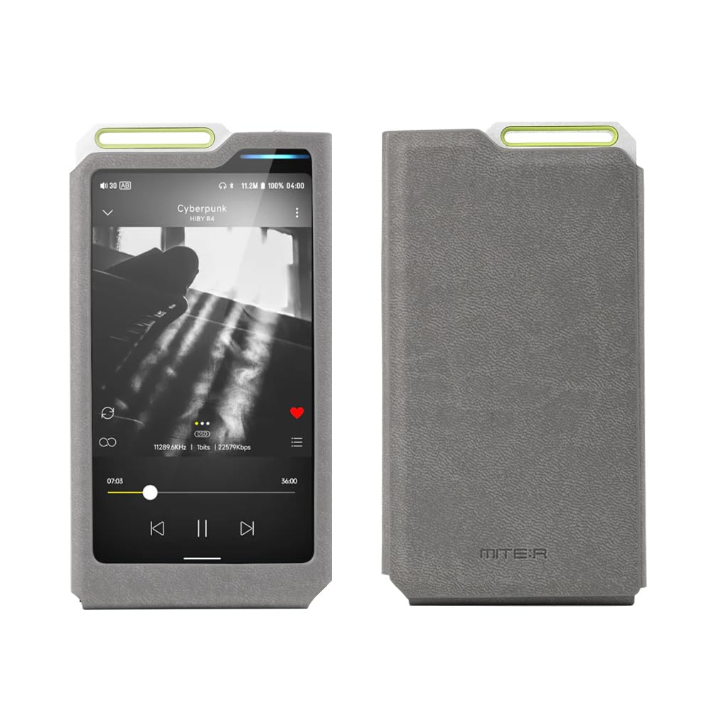 MITER - Funda para HiBy R4, hecha a mano de piel sintética artificial para hibyr4 (gris)