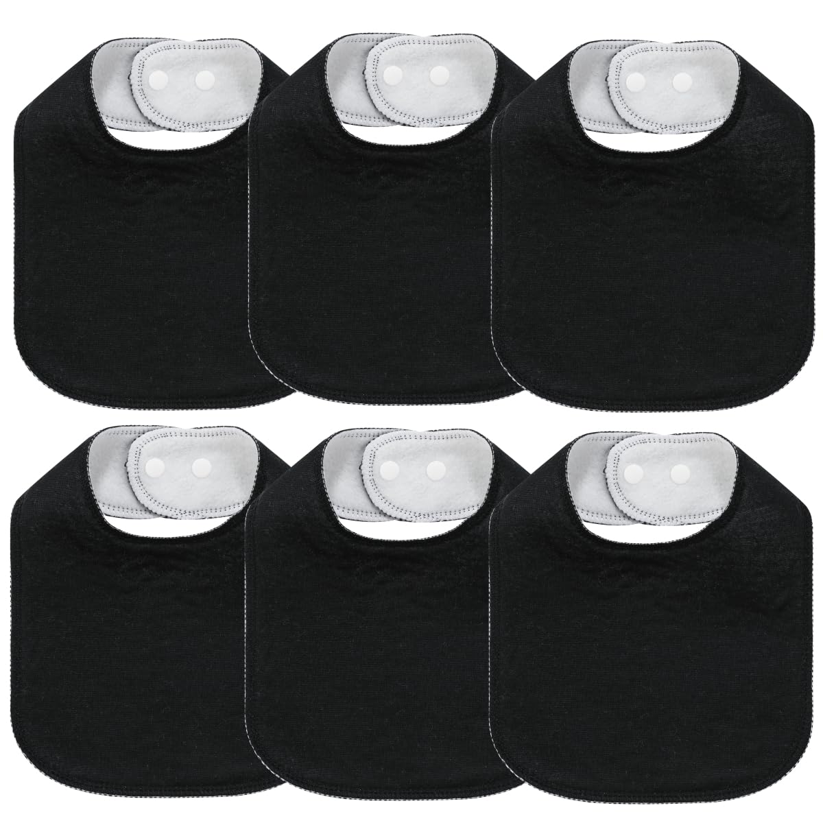 lazyrhino - Paquete de 8 baberos unisex ajustables con broches de presión ultra suaves y absorbentes para la dentición para niños y niñas (negro, paquete de 6)