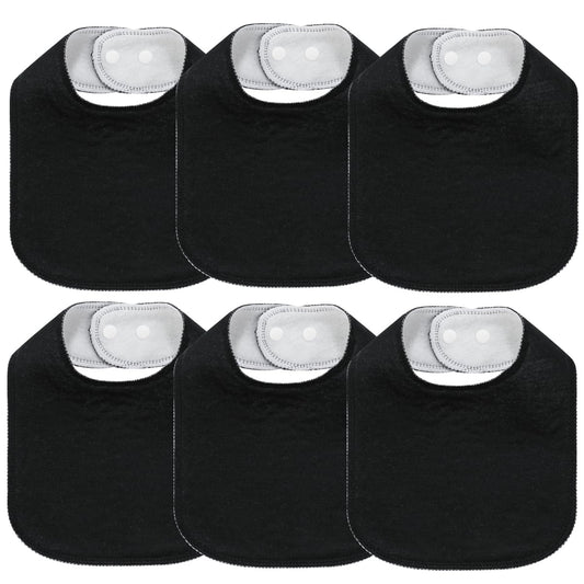 Baberos lazyrhino Negro Pack de 8 Ajustables con Broches Ultra Suaves y Absorbentes para Niños y Niñas