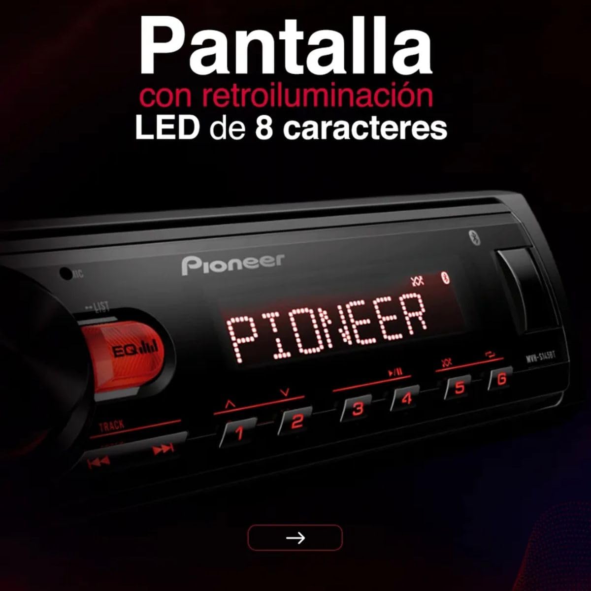 Autoestereo Pioneer, S/CD, Conectividad UBS y Bluetooth, Color Negro, Modelo MVH-S145BT