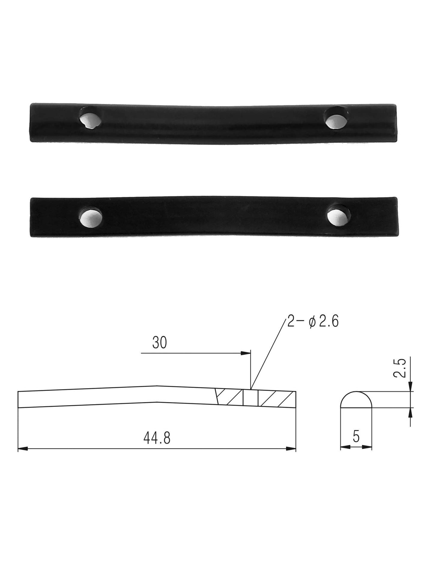 Holmer - Barra de sujeción para cuerdas de guitarra, 44,8 mm, para guitarras eléctricas Floyd Rose, estilo trémolo, color negro