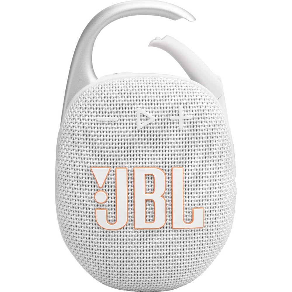 JBL Clip 5 - UltraJBL Clip 5 - Bocina Bluetooth ultra portátil, impermeable y a prueba de polvo, sonido profesional con graves potentes, mosquetón integrado, hasta 12 horas de reproducción (blanco