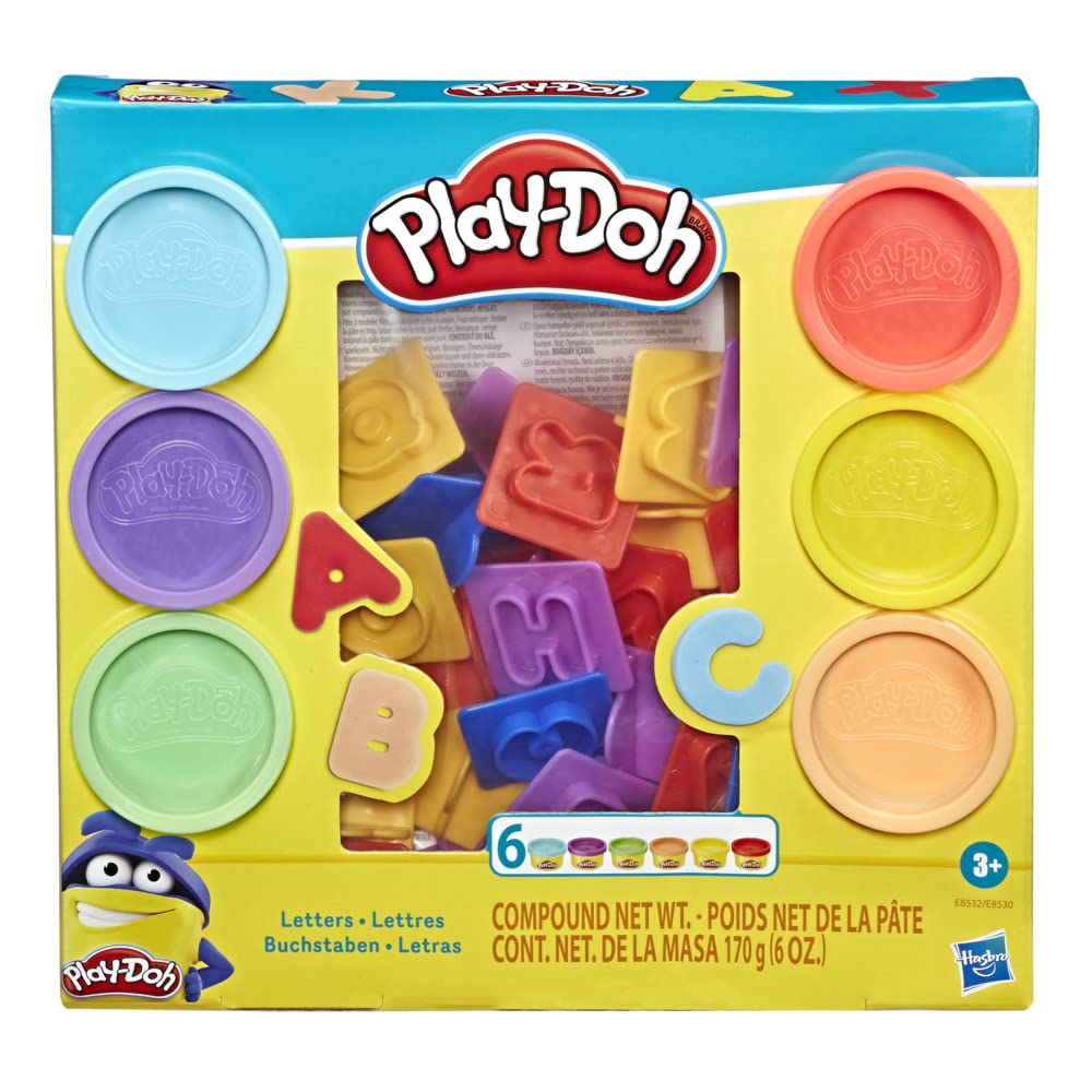 Set de Letras Play-Doh Brillantes con Accesorios y 6 Latas para Niños y Niñas