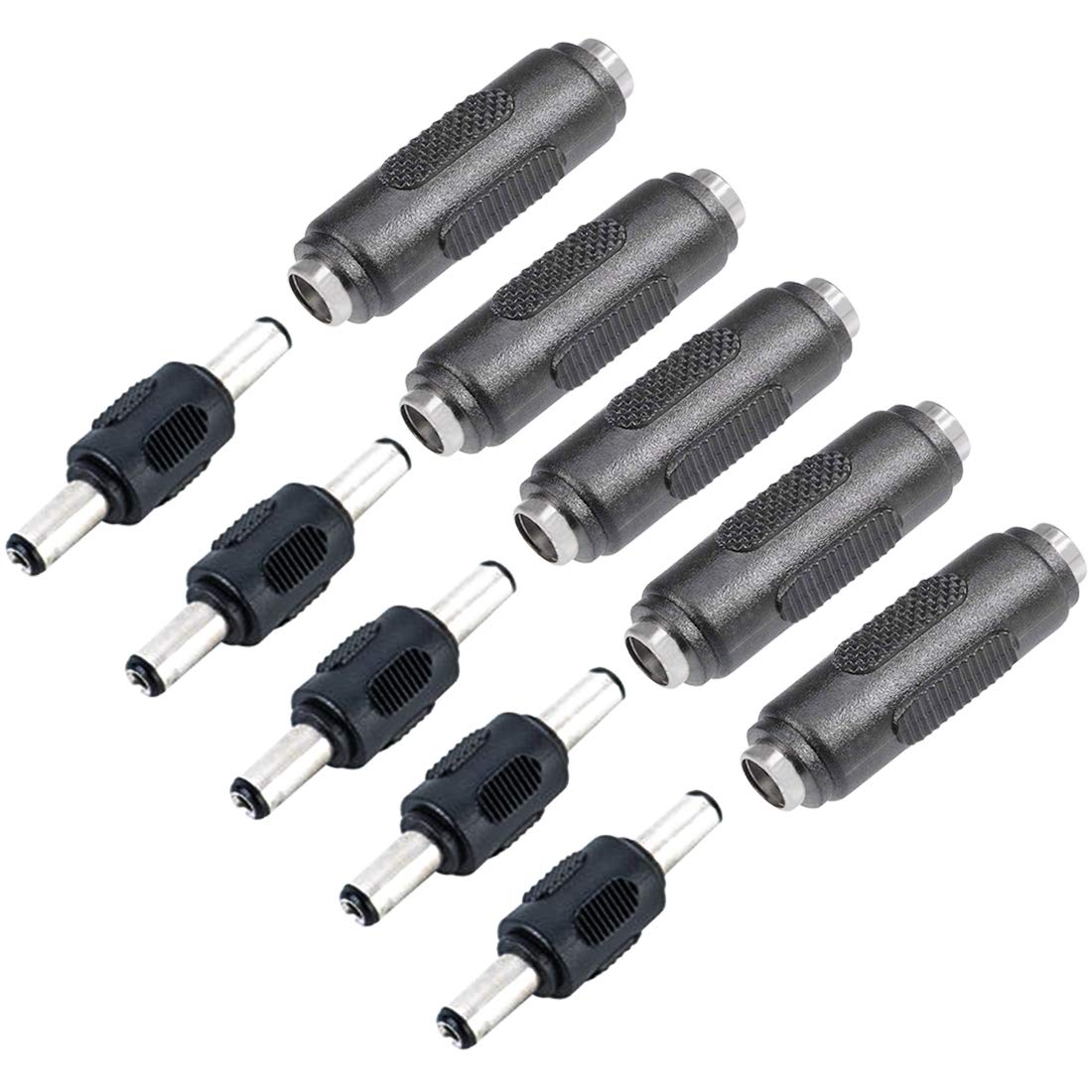 XFFCSEC 10PCS DC Female to Female and Male to Male Connector 5.5mm x 2.1mm 12V 5A Power Cable Jack Adapter，DC Power Jack Plug Adapter for CCTV Home Security Surveillance