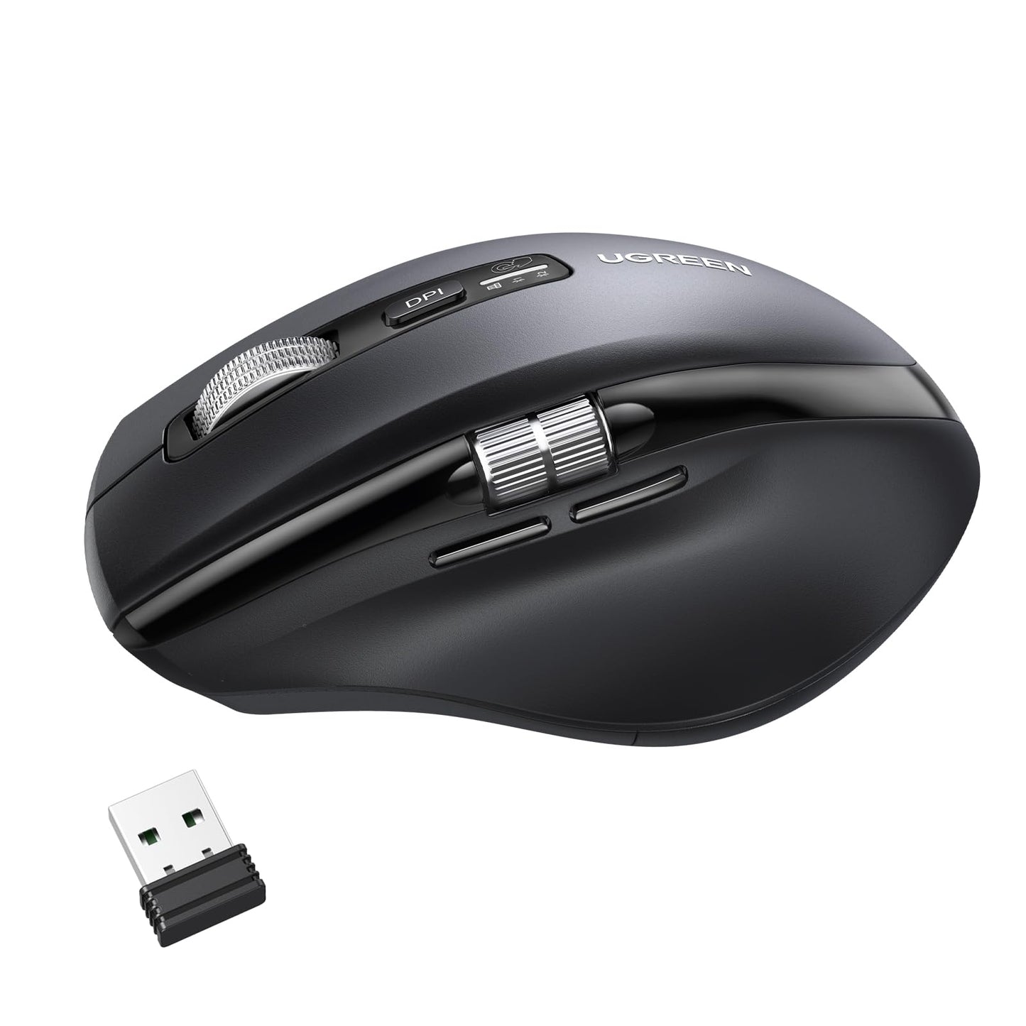 Mouse Inalámbrico UGREEN Negro con Scrolling Ultra-rápido y 5000 dpi Ergonómico y Silencioso