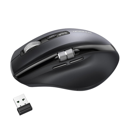 Mouse Inalámbrico UGREEN Negro con Scrolling Ultra-rápido y 5000 dpi Ergonómico y Silencioso