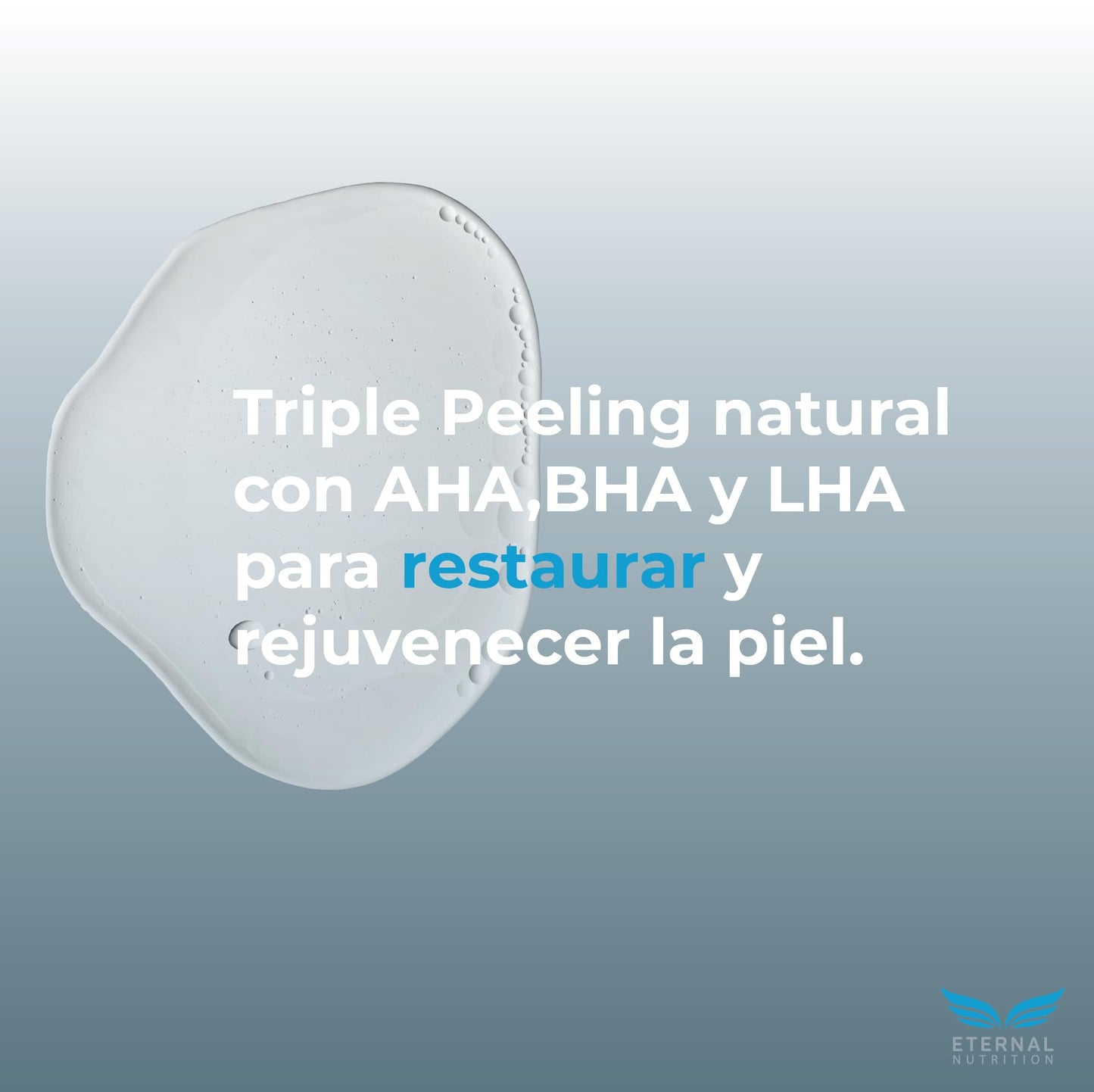 Serum TRIPLE NATURAL PEELING AHA 15%, BHA 2%, LHA 0.3%. 50 ml. Suero Peeling natural concentrado | Ingredientes Naturales | Skin Care | Piel Sana y Joven Uniforme | Textura Ligera | Para Todo Tipo de Piel by ETERNAL NUTRITION