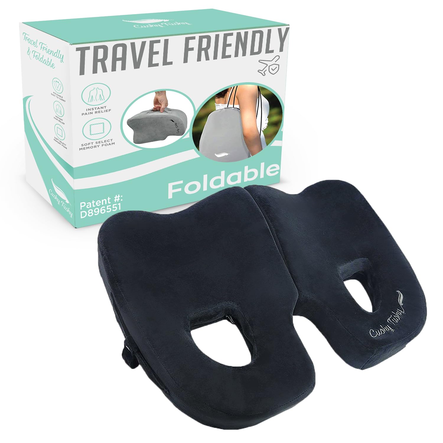 Cushy Tushy Cojín Plegable de piriformis de Alta Calidad, cojín de piriformis y Alivio del Dolor ciático, para Uso en casa y Oficina, Perfecto para Viajes o Conducir, cojín piriformis