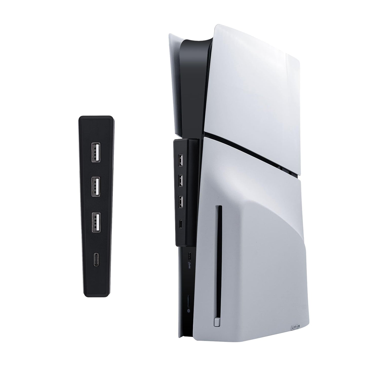 Mcbazel Hub USB para consola PS5 Slim/PS5 Pro solamente, 4 puertos 2.0 de alta velocidad de expansión Hub cargador convertidor adaptador para PlayStation 5 Slim/Pro Disc y edición digital, negro