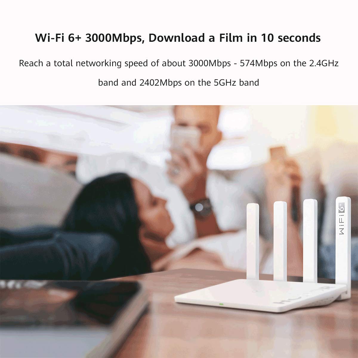HONOR Router 3 WiFi 6 Plus 3000 Mbps Router inalámbrico de doble núcleo procesador de 1,2 GHz, enrutador de Internet inteligente para oficina en casa, versión global de la UE con adaptador de EE. UU.,