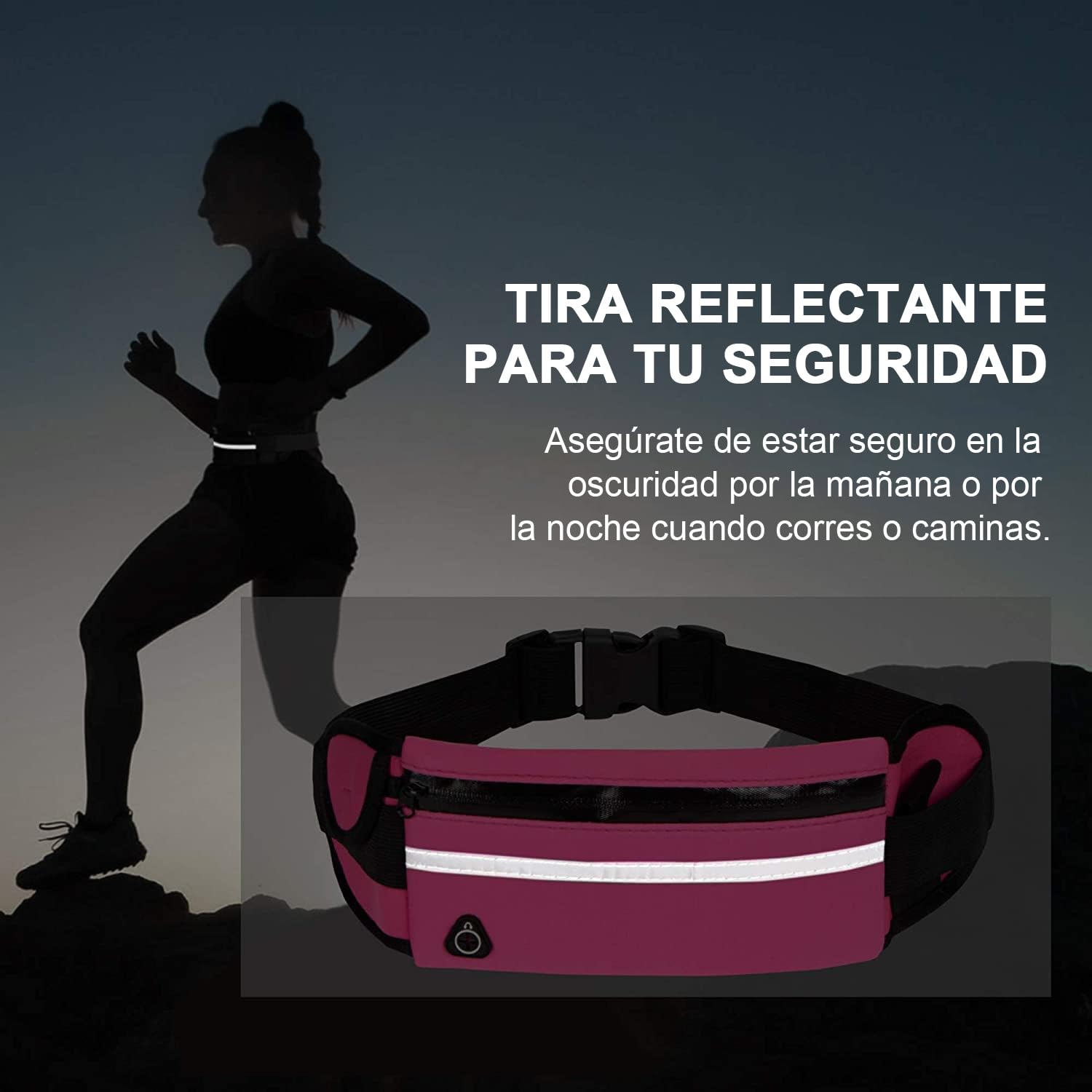 CHENGBAO Cangurera Hombre，Portátil Para Correr Cangurera Mujer，Impermeable Riñonera Hombre，Cangurera Para Correr (Rojo rosa negro)