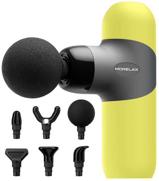 Morelax Mini Pistola De Masaje Portátil De Percusión Muscular De Tejido Profundo, Masajeador Deportivo Eléctrico De Mano Con 6 Cabezales De Masaje Y 4 Velocidades, El Mejor Regalo.