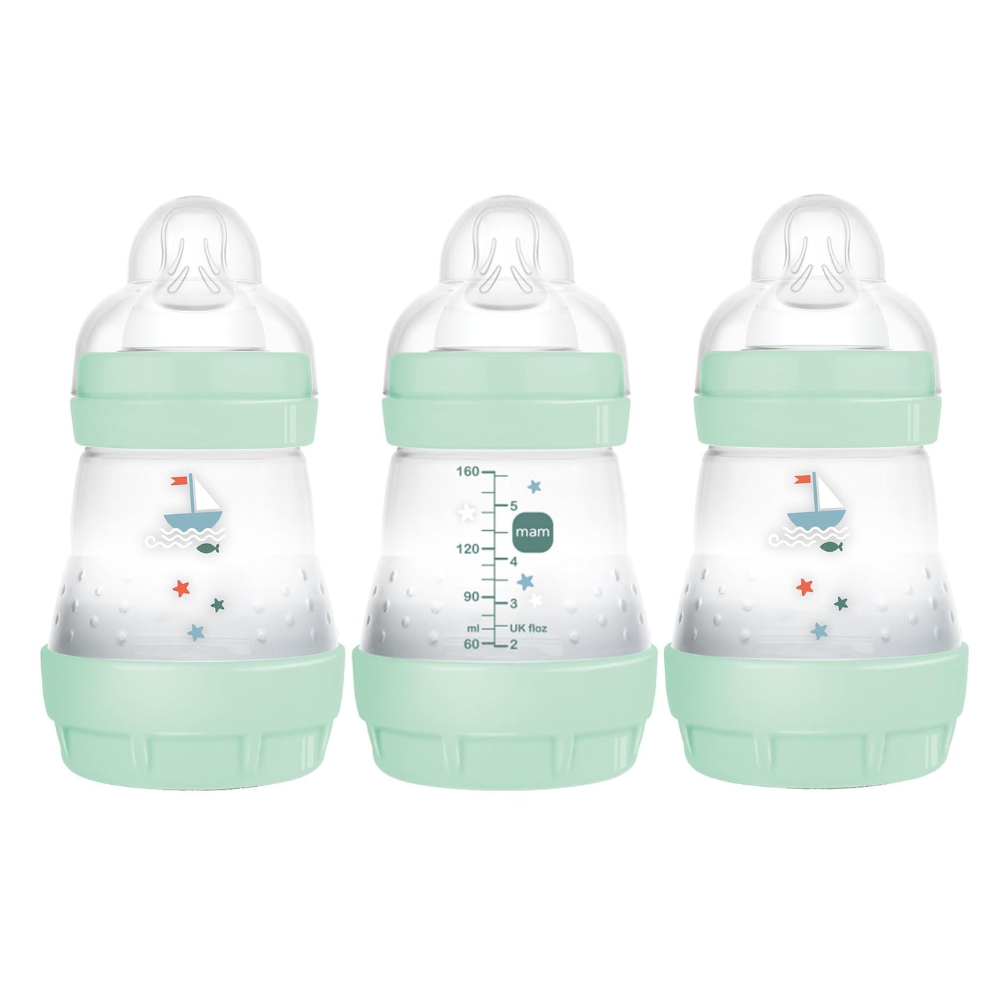 MAM Baby Bottles for Breastfed Babies, MAM Bottles Anti Colic, Boy, 5 Ounces, 3-Count