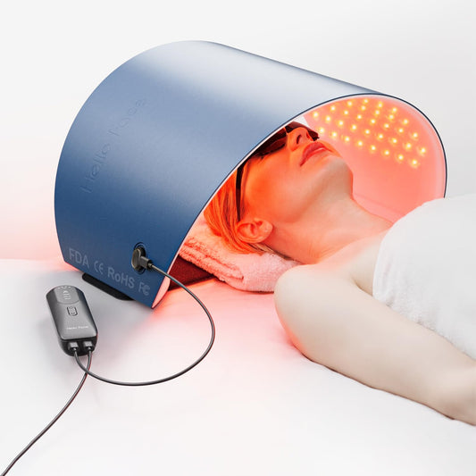 Hello Face Mascarilla LED Terapia Luz Roja FDA Cleared para Rostro y Cuello, 4 Modos Infrarroja Terapia y Rpara las arrugas y el acné, Dispositivo PDT Photons Dispositivo Facial