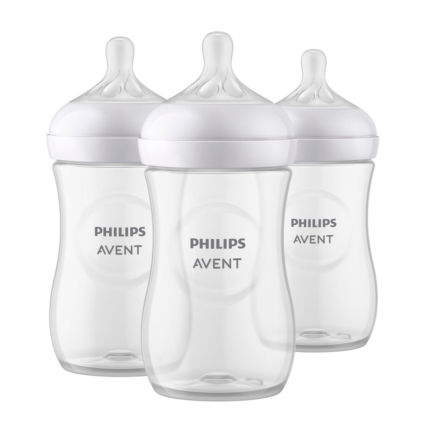 Biberón Philips Avent Natural Response Transparente con Válvula Anticólicos Flujo Medio para Bebés, Paquete de 3