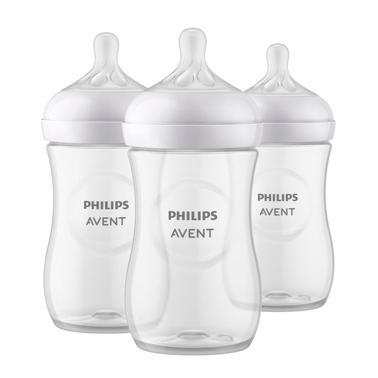 Biberón Philips Avent Natural Response Transparente con Válvula Anticólicos Flujo Medio para Bebés, Paquete de 3