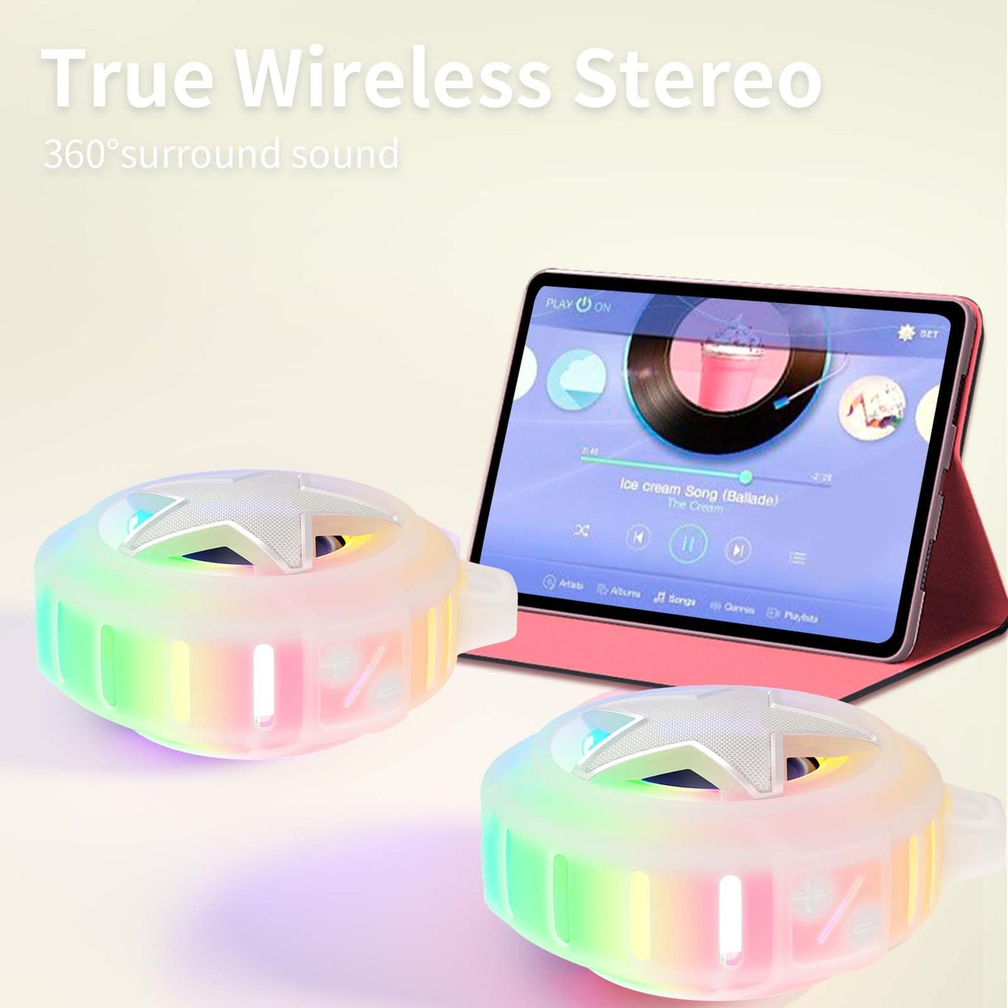 EBODA - Altavoz de ducha Bluetooth IP67 impermeable portátil, flotante, tarjeta TF, pequeño altavoz al aire última intervensión con luz LED para bicicleta, playa, tabla de remo, kayak, regalos para