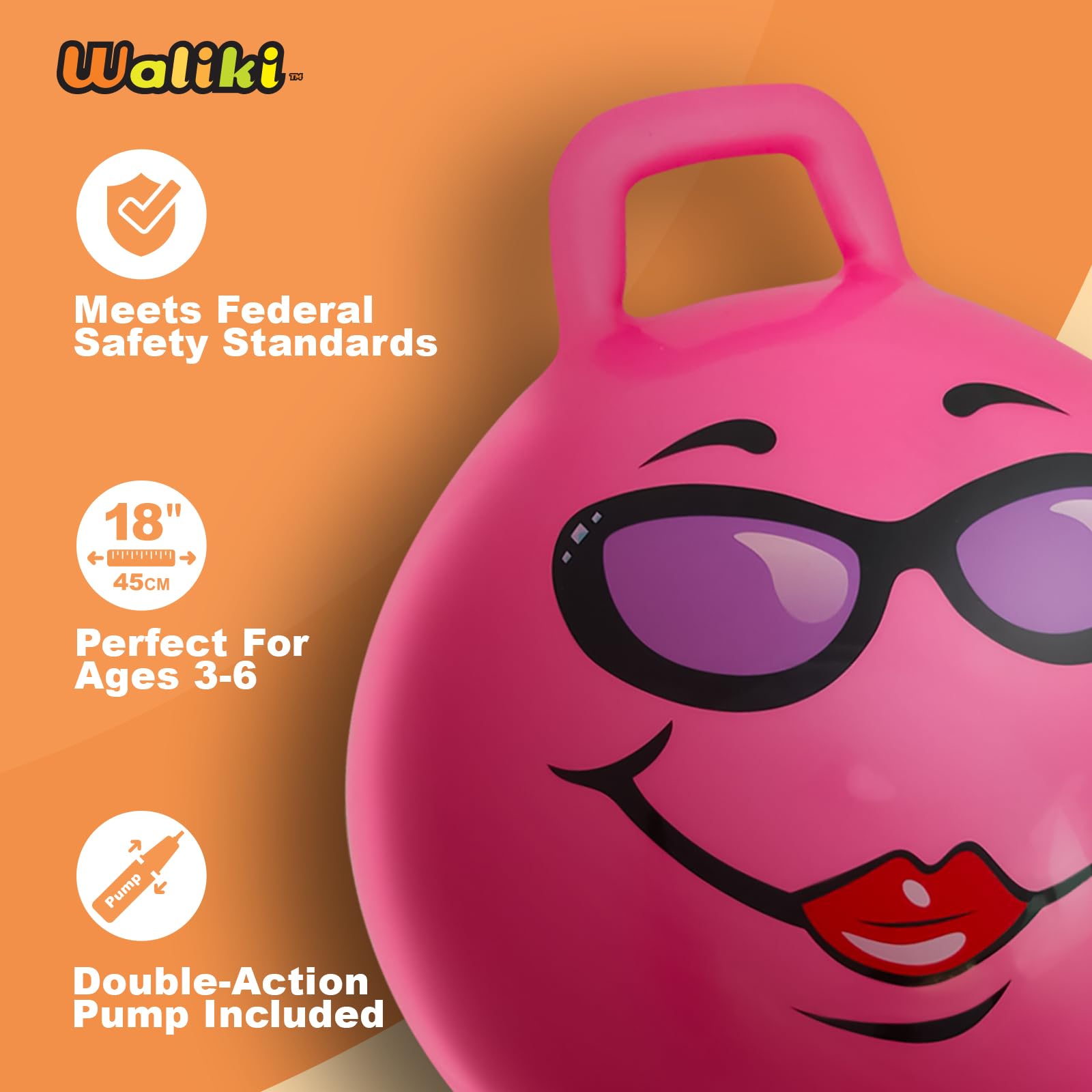 Pelota Saltarina Waliki Toys Rosado para Niños de 3 a 6 Años