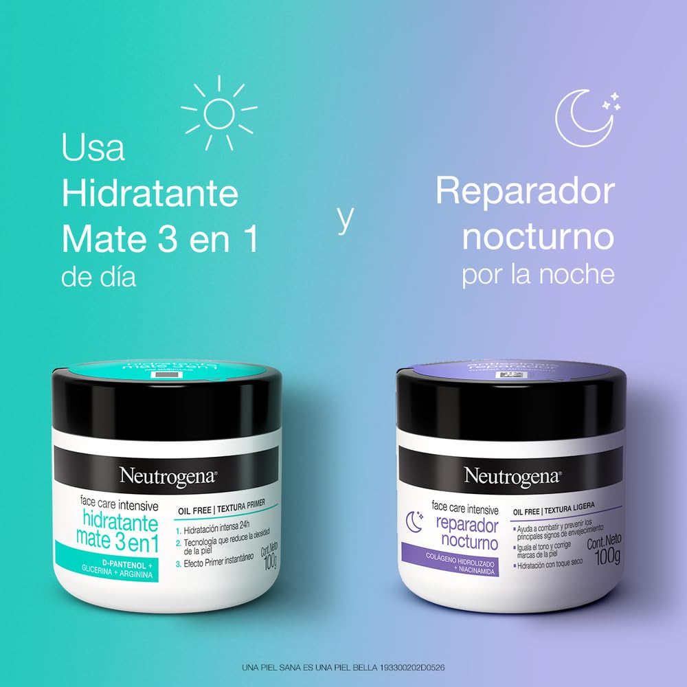 NEUTROGENA Hidratante Facial Hydro Boost Water gel 50 g + atante Facial Reparador Nocturno Neutrogena Face Care Intensive Colageno 100g + oral en gel Neutrogena Hydro Boost Ácido Hialurónico 400 ml