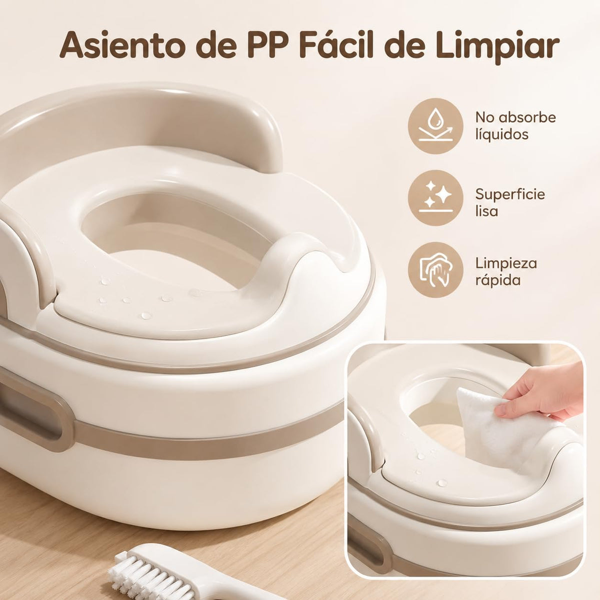 Bacinica 3 en 1 para Niños y Niñas, Bañito Entrenador Infantil con Asiento Reductor para WC y Banquito, Incluye Cepillo y 100 Bolsas Desechables, Antideslizante y Fácil de Limpiar, de 1 a 6 Años