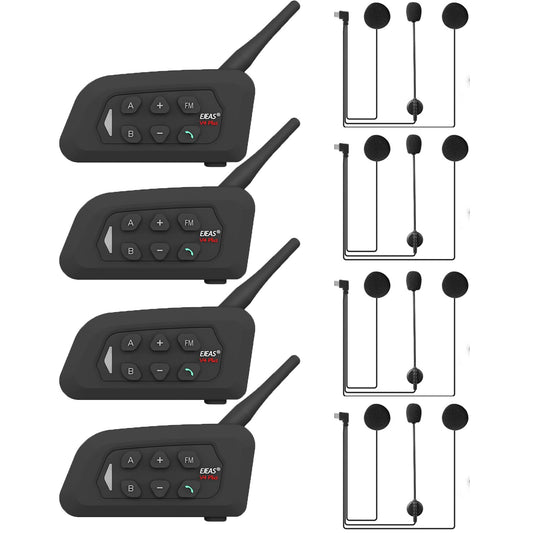 Auriculares Bluetooth MIMIRACLE V4 Plus Negro Intercomunicadores para Casco de Motocicleta 4 Ciclistas Impermeable IP65