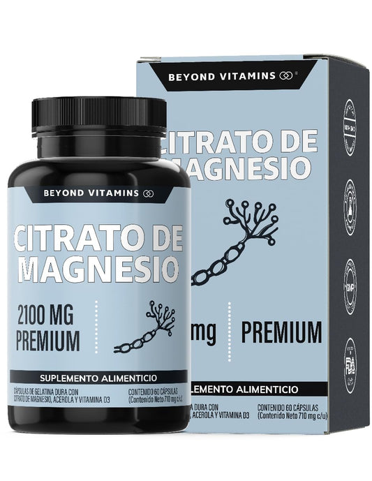 Beyond Vitamins | Citrato de Magnesio 2100mg | Citrato de Magnesio sin rellenos | Suplemento alimenticio de Magnesium Citrate | 60 caps