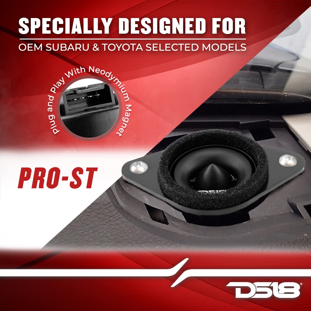 DS18 PRO-ST - Tweeters de compresión de bala de repuesto de 1.9 pulgadas con cruces, kit de actualización de altavoz de agudos OEM para muchos modelos Subaru/Toyota, repuesto para H631SFJ101 y H631SFJ100 (par)