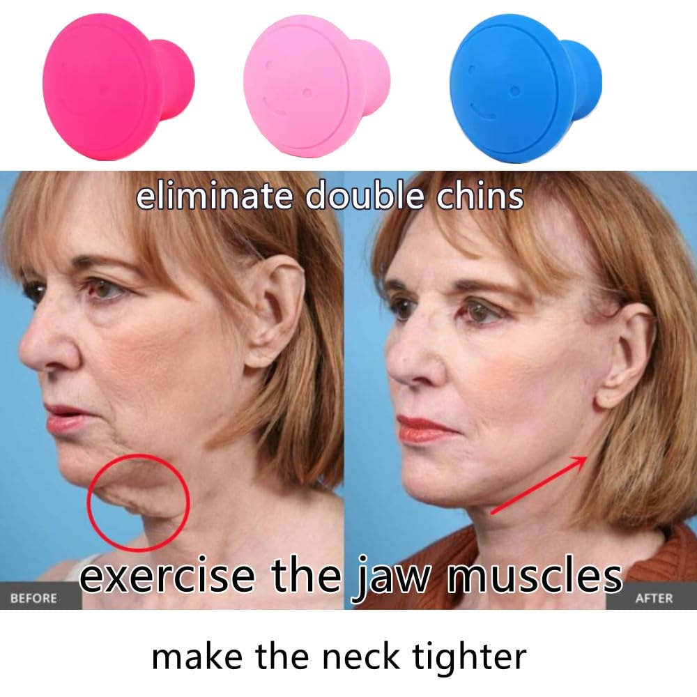 Dlmlemu 3 ejercitadores faciales y de cuello para mujeres, reafirmantes faciales en forma de V, para papada, eliminan pliegues nasolabiales y reafirman la piel facial, herramienta portátil antiarrugas