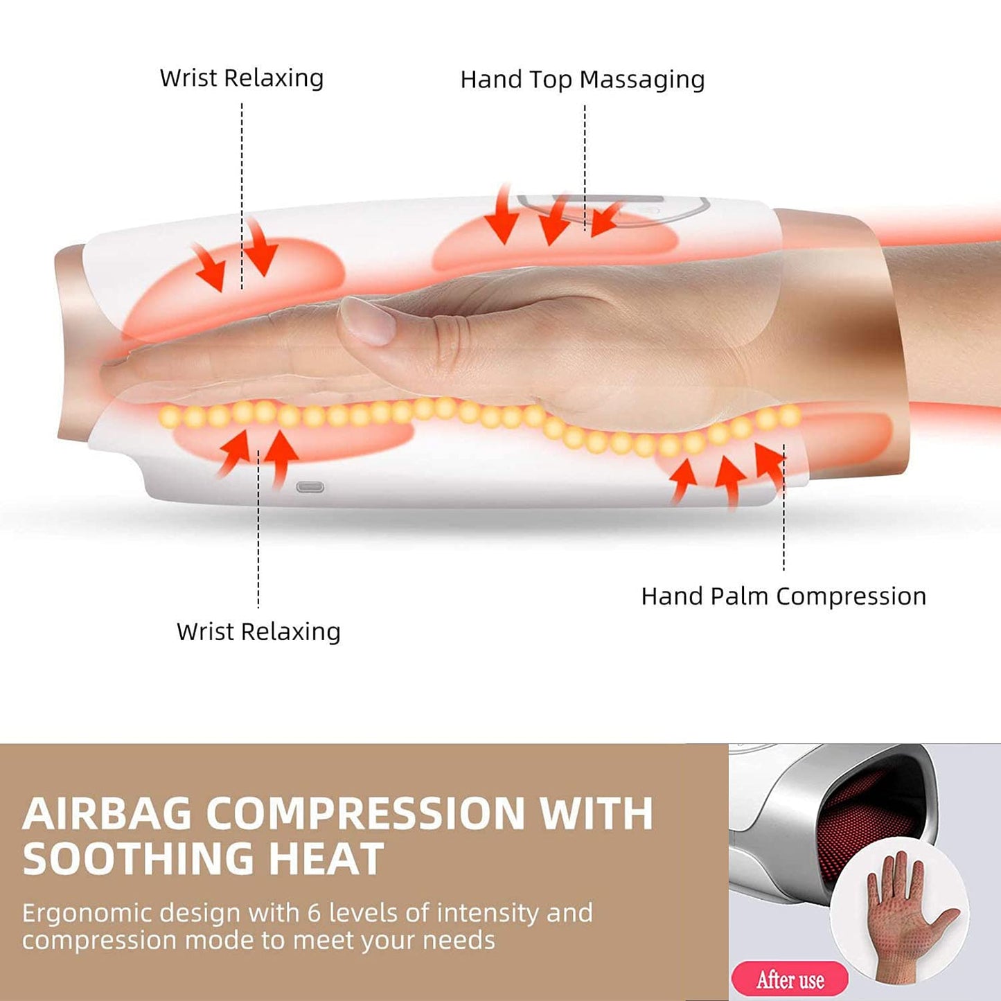 Masajeador De Manos para Artritis Masajeadores Eléctricos de Mano Hand Massager Hand Calm con Calor Compresión para El Masaje De Puntos De Acupuntura El Alivio del Dolor Adormecimiento del Túnel Carpiano y de Los Dedos