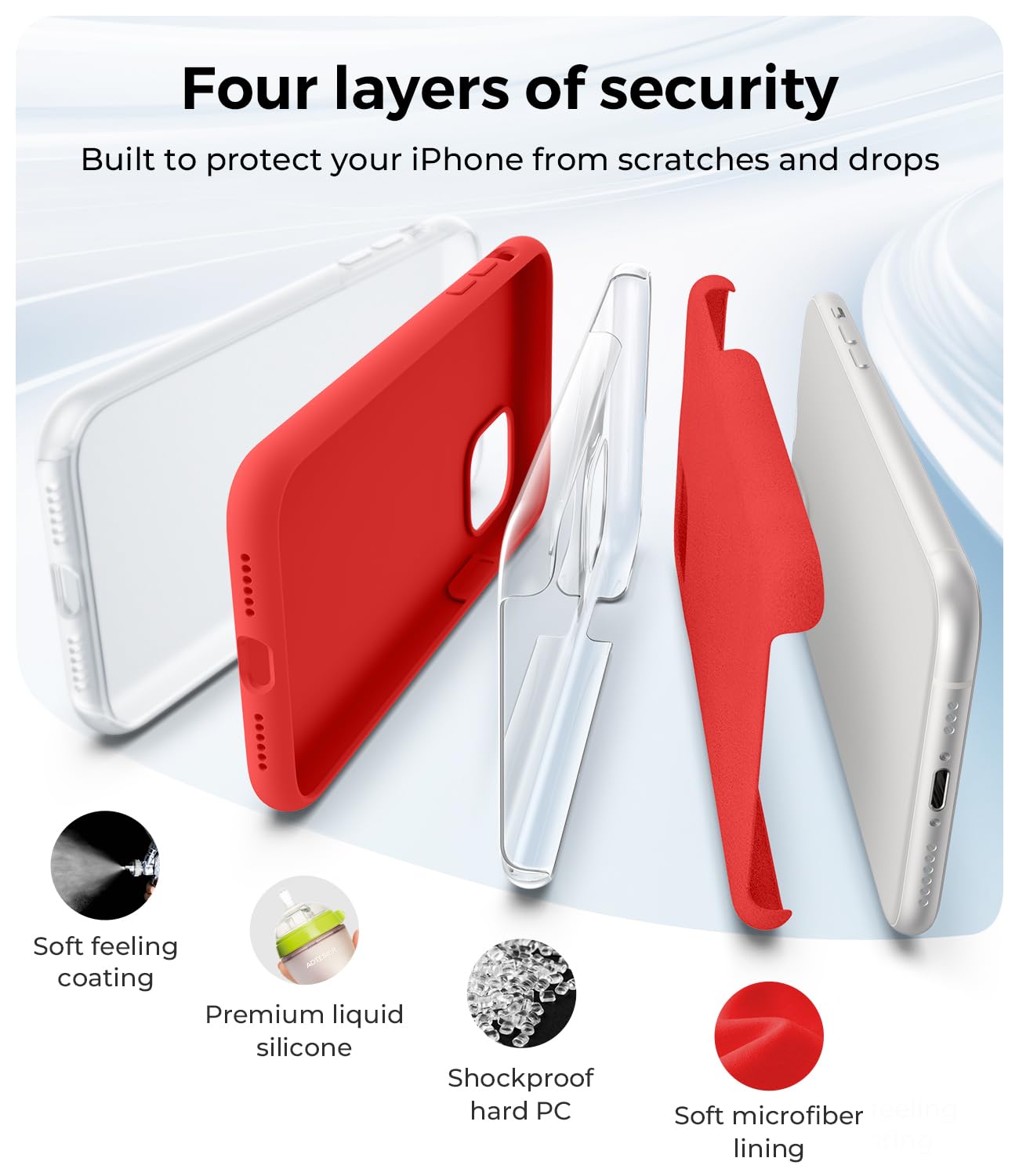 AOTESIER - Funda compatible con iPhone 11, silicona de grado alimentario, protección contra caídas de cuerpo completo, a prueba de golpes, con forro suave antiarañazos para iPhone 11 de 6.1 pulgadas,
