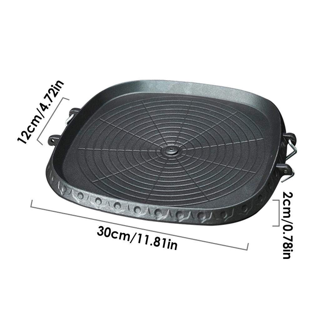 AIROKA - Sartén cuadrada antiadherente para barbacoa coreana con material natural, revestimiento de 6 capas, fácil drenaje de grasa de 11.8 pulgadas, rango de gas, para el hogar y al aire libre