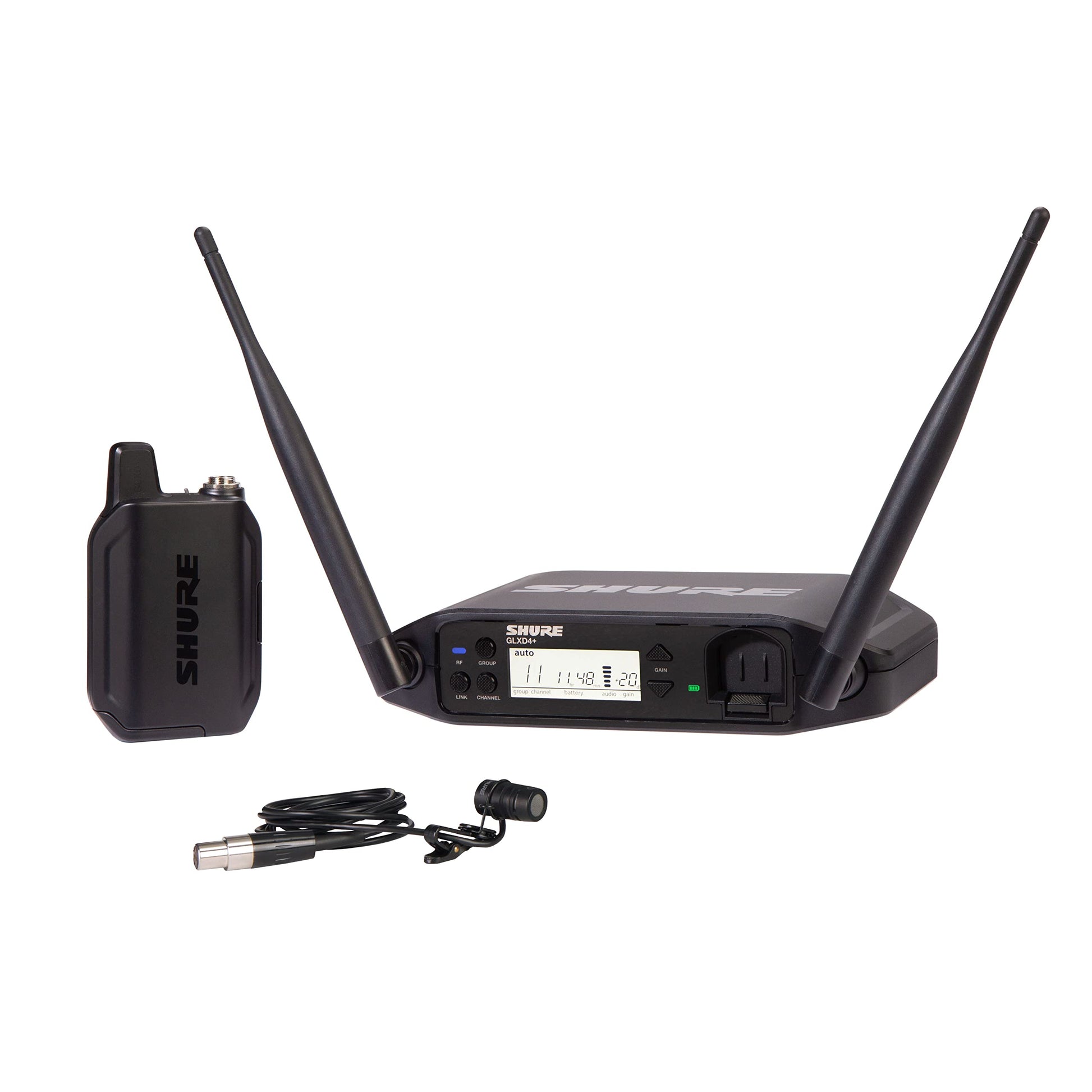 Sistema Inalámbrico Digital Shure Negro con Micrófono de Solapa para Presentador